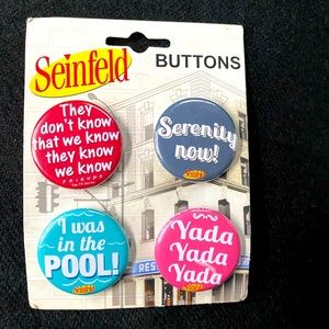 3 Seinfeld &1 Friends TV Show Button Pins